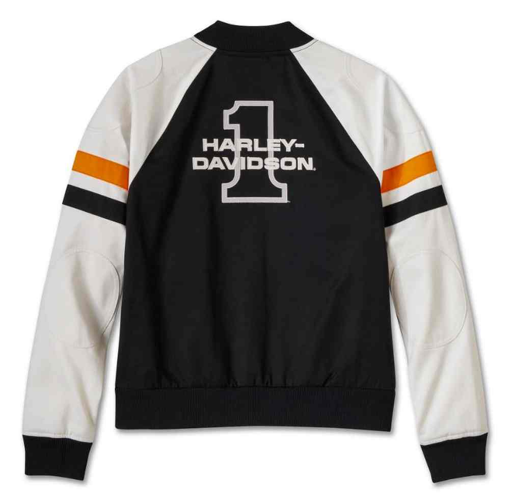 HARLEY DAVIDSON FEMME – BLOUSON BOMBER – NOIR/BLANC/ORANGE