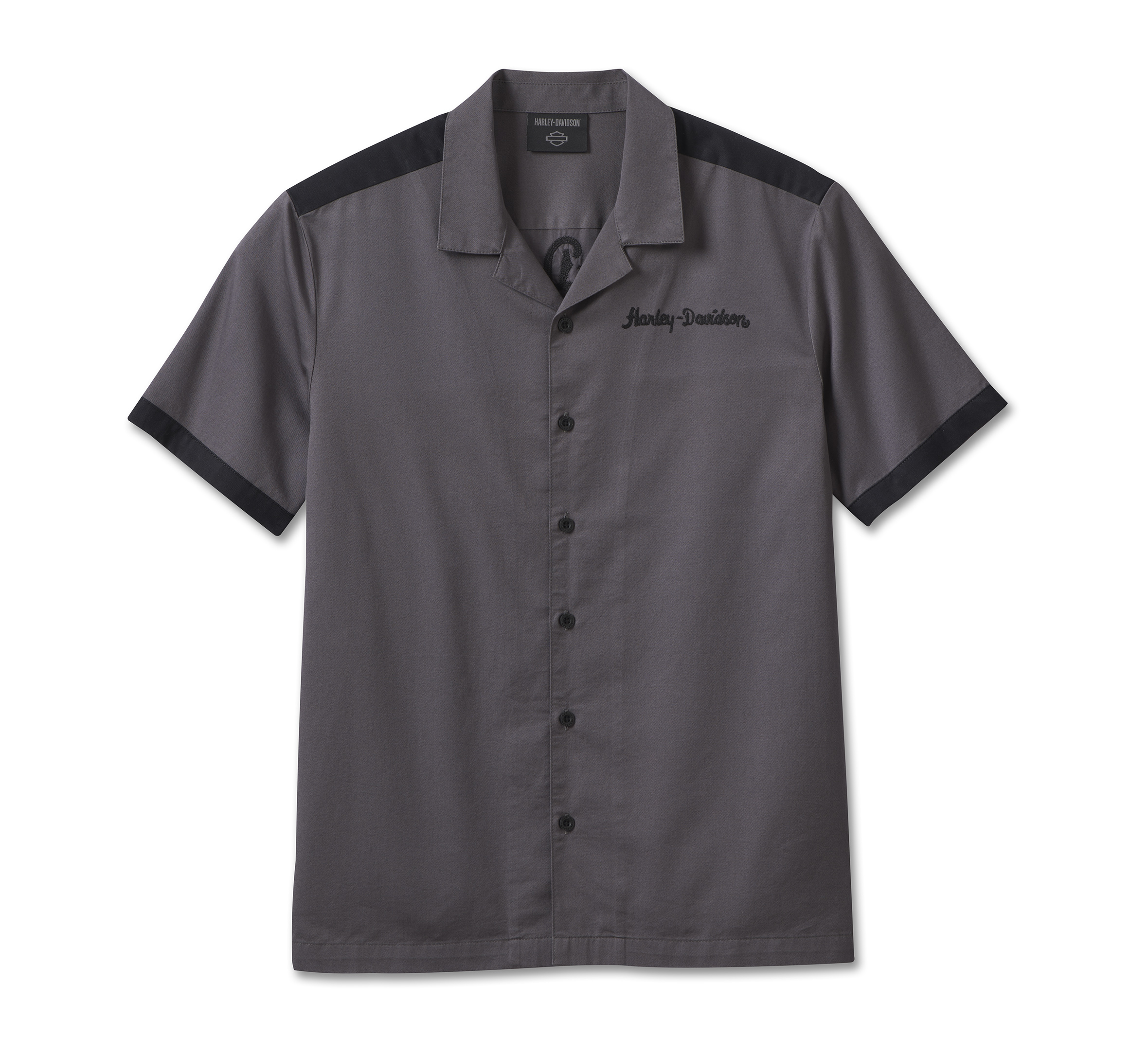 HARLEY DAVIDSON HOMME - CHEMISE MANCHES COURTES - GRIS/NOIR