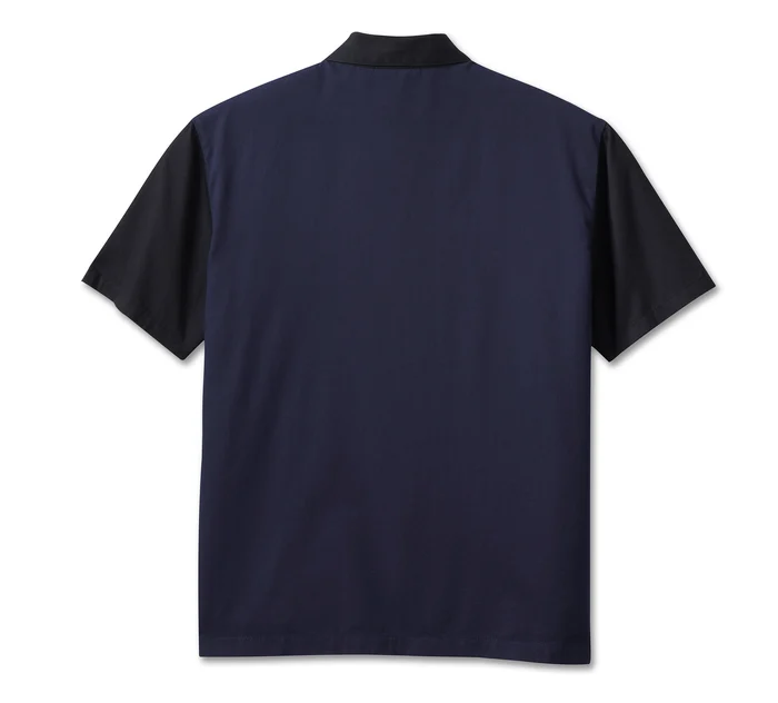 HARLEY DAVIDSON HOMME – CHEMISE MANCHES COURTES – MARINE/NOIR