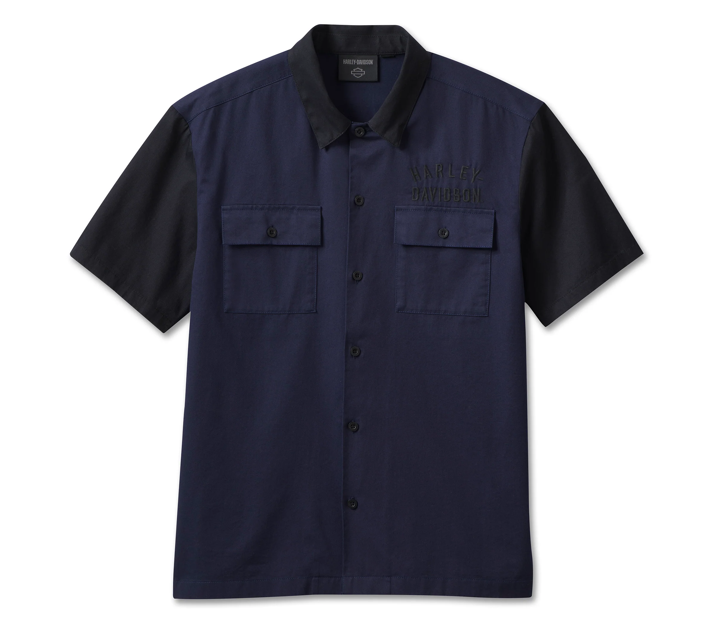HARLEY DAVIDSON HOMME - CHEMISE MANCHES COURTES - MARINE/NOIR