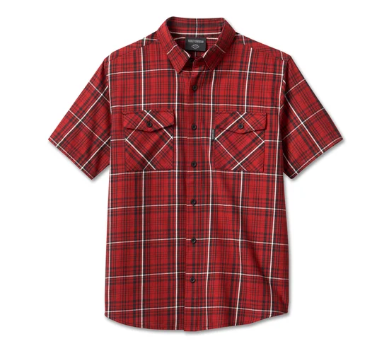 HARLEY DAVIDSON HOMME - CHEMISE MANCHES COURTES - ROUGE