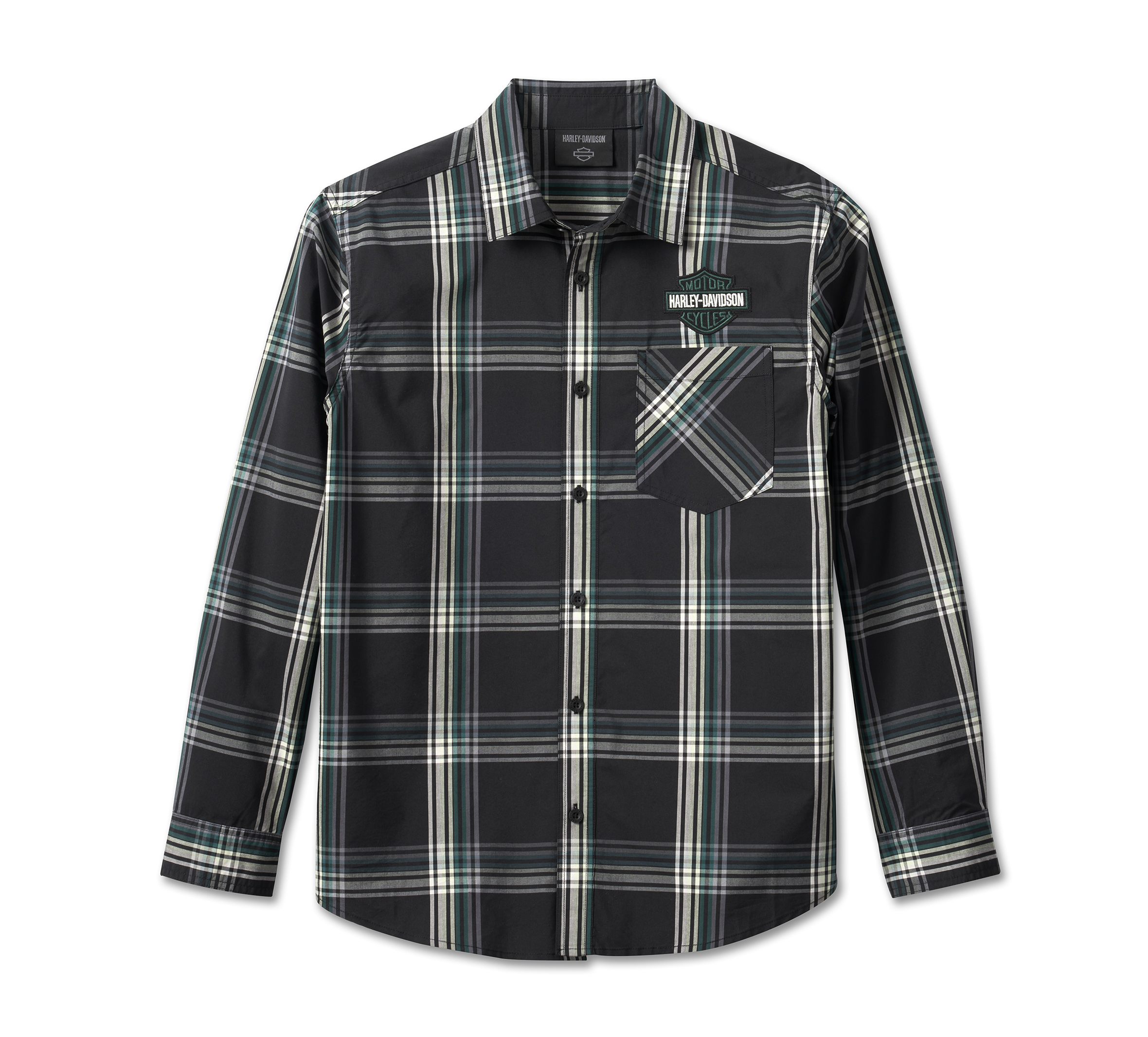 HARLEY DAVIDSON HOMME - CHEMISE À CARREAUX - NOIR/VERT