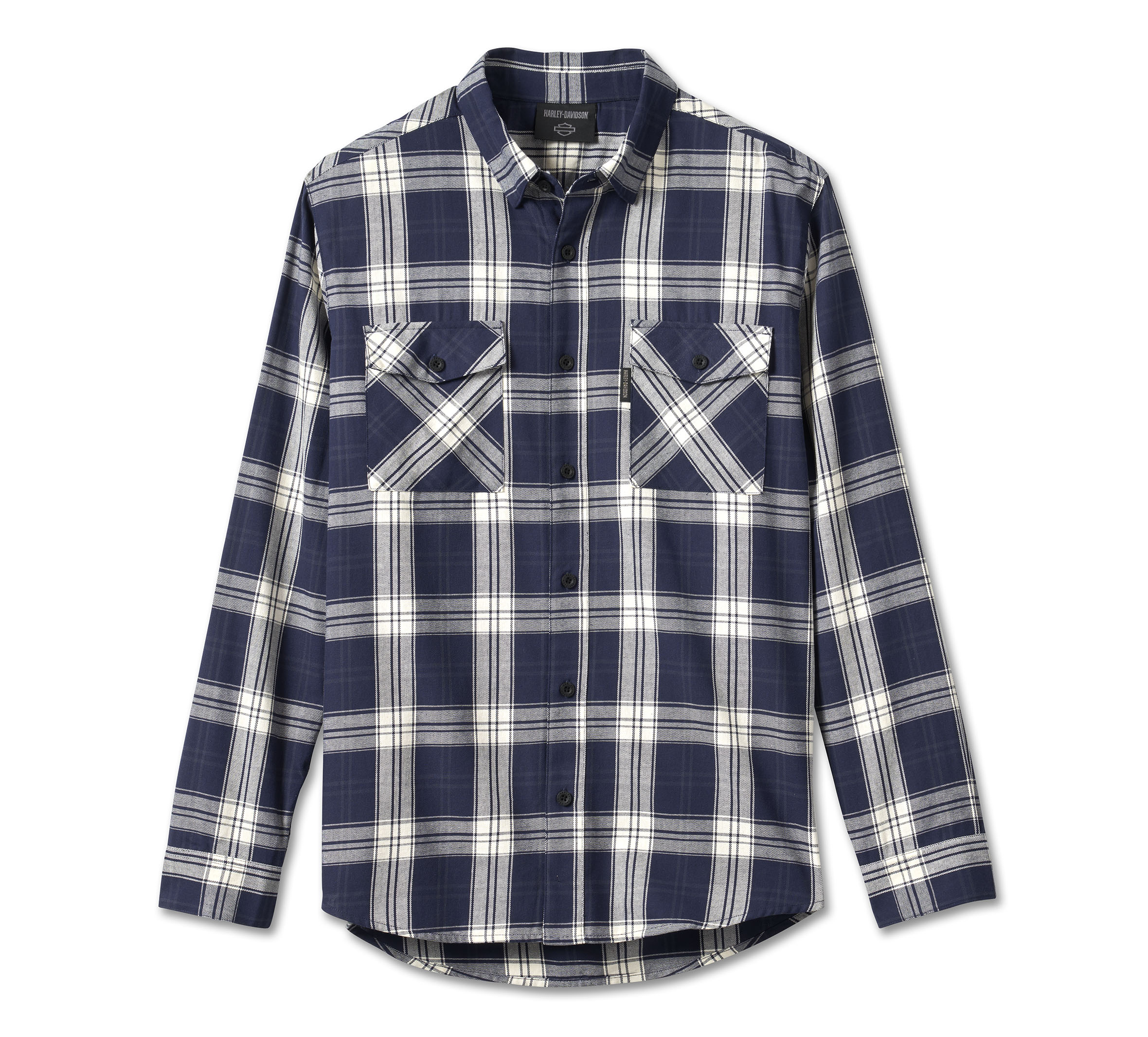HARLEY DAVIDSON HOMME - CHEMISE MANCHES LONGUES - BLEU/BLANC
