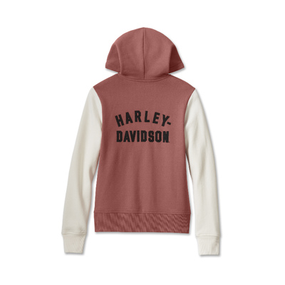 HARLEY DAVIDSON FEMME – VESTE À CAPUCHON – ROSE/BLANC