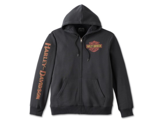 HARLEY DAVIDSON HOMME - VESTE À CAPUCHON - NOIR/ORANGE