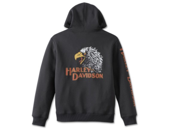 HARLEY DAVIDSON HOMME – VESTE À CAPUCHON – NOIR/ORANGE
