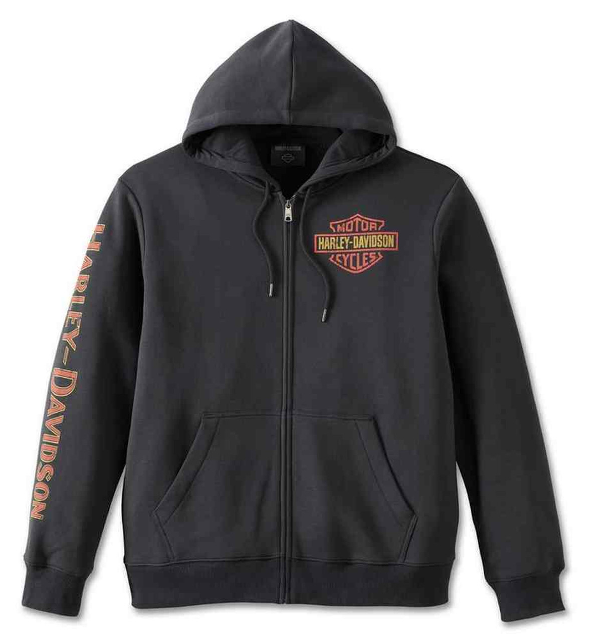 HARLEY DAVIDSON HOMME – VESTE À CAPUCHON – NOIR/ORANGE