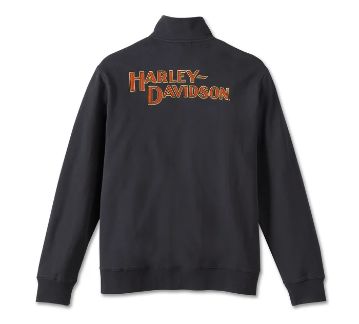 HARLEY DAVIDSON HOMME – PULL ZIPPER 1/4 – NOIR/ORANGE