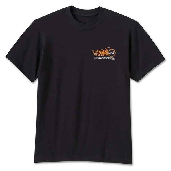 HARLEY DAVIDSON UNISEXE - T-SHIRT WILLIE G WING WHEELED - NOIR/ORANGE