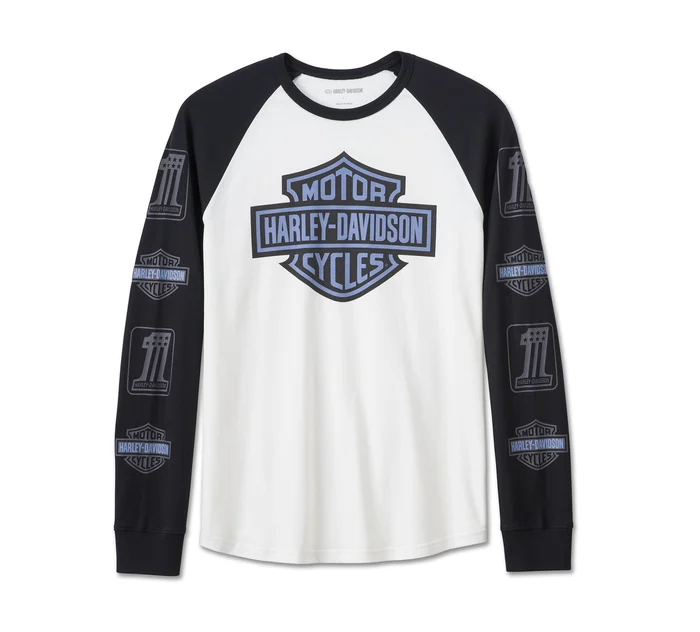 HARLEY DAVIDSON HOMME - CHANDAIL MANCHES LONGUES - BLANC/BLEU
