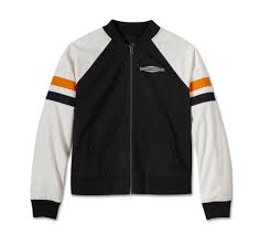 HARLEY DAVIDSON FEMME - BLOUSON BOMBER - NOIR/BLANC/ORANGE