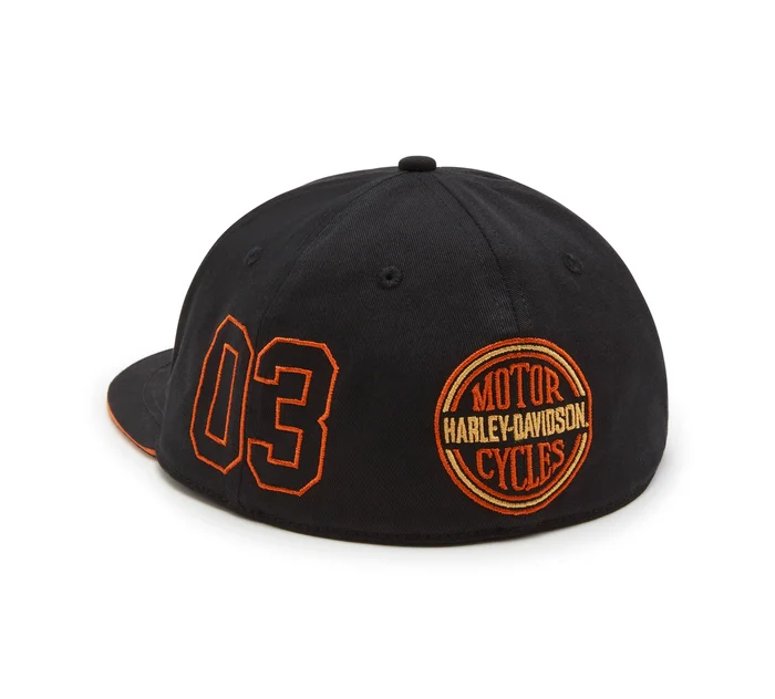 HARLEY DAVIDSON HOMME – CASQUETTE PALETTE DROITE – NOIR/ORANGE