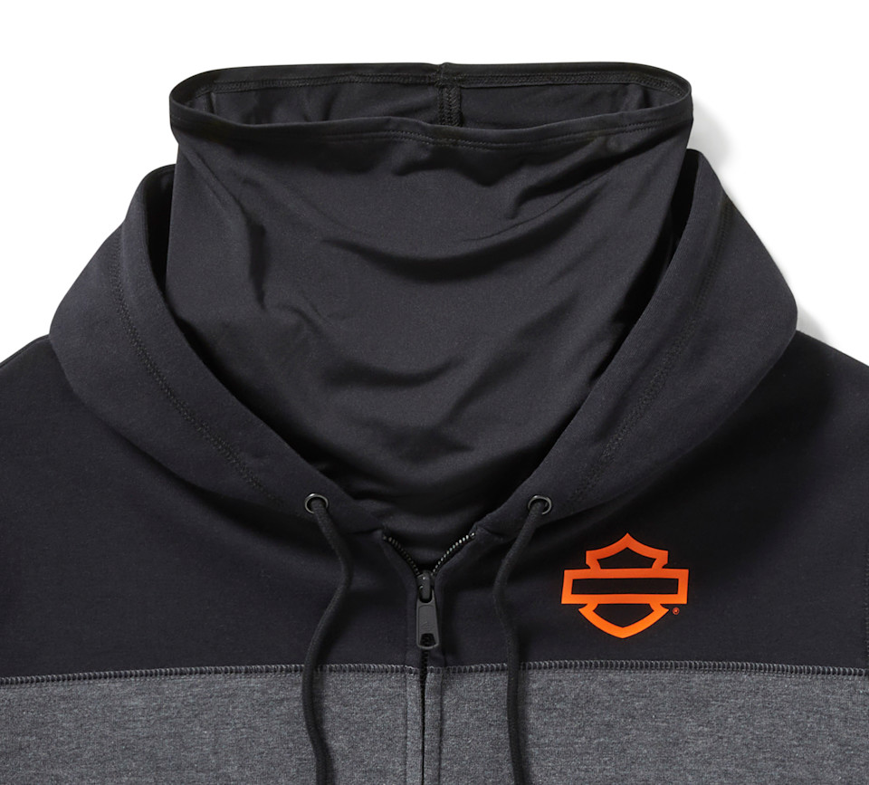 HARLEY DAVIDSON HOODIE-KNIT,DARK GREY/BLACK CLRBLK