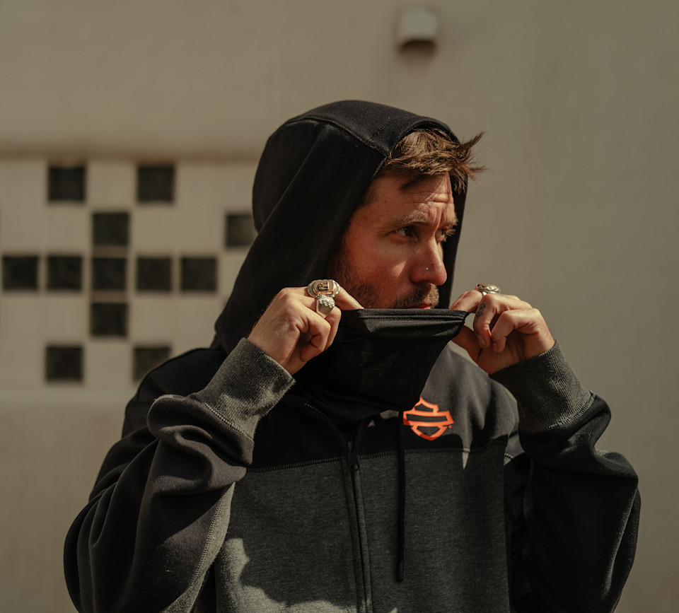 HARLEY DAVIDSON HOODIE-KNIT,DARK GREY/BLACK CLRBLK