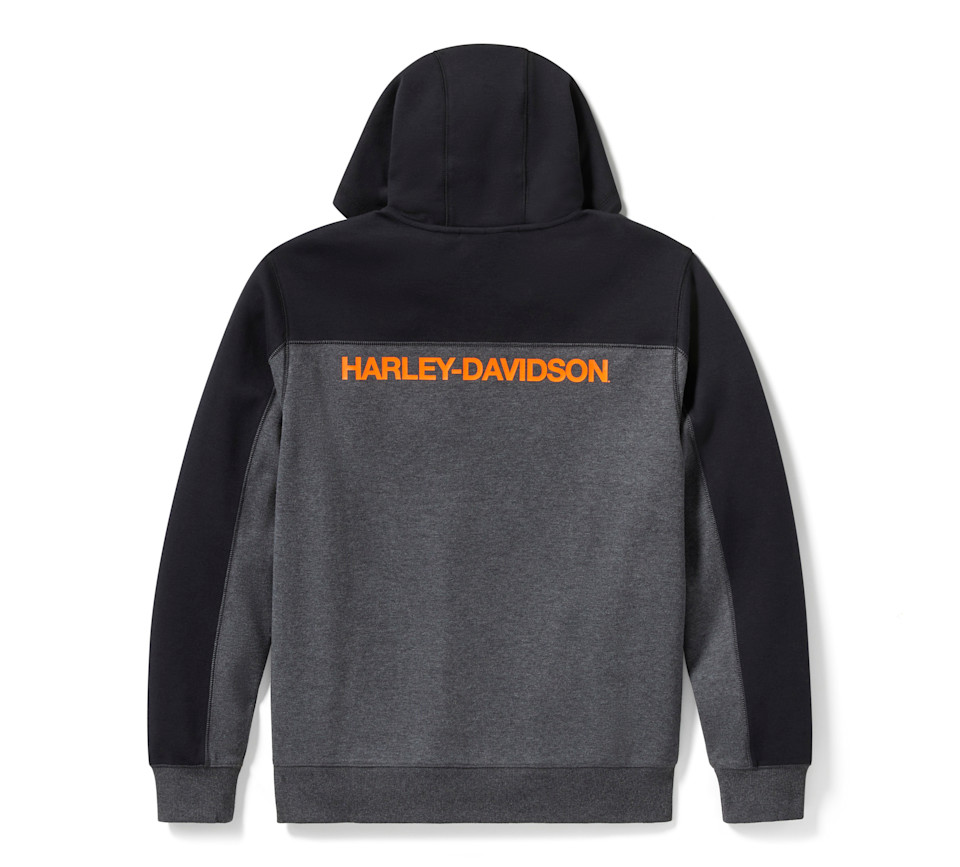 HARLEY DAVIDSON HOODIE-KNIT,DARK GREY/BLACK CLRBLK