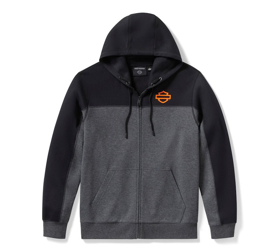 HARLEY DAVIDSON HOODIE-KNIT,DARK GREY/BLACK CLRBLK