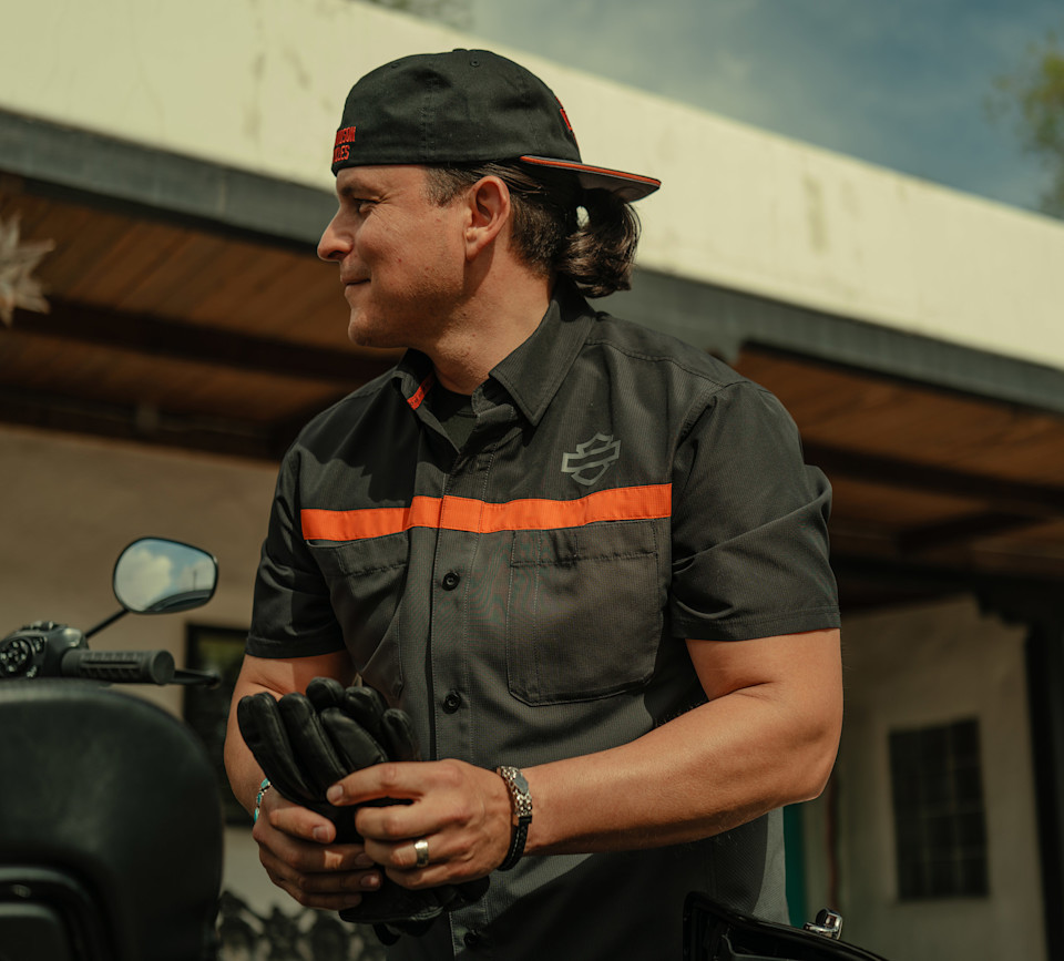 HARLEY DAVIDSON SHIRT-WOVEN,GREY/BLACK COLORBLOCK