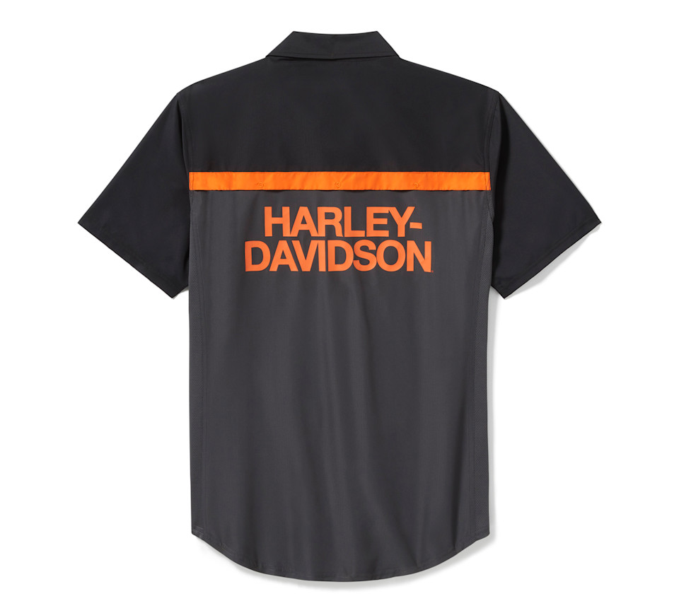 HARLEY DAVIDSON SHIRT-WOVEN,GREY/BLACK COLORBLOCK