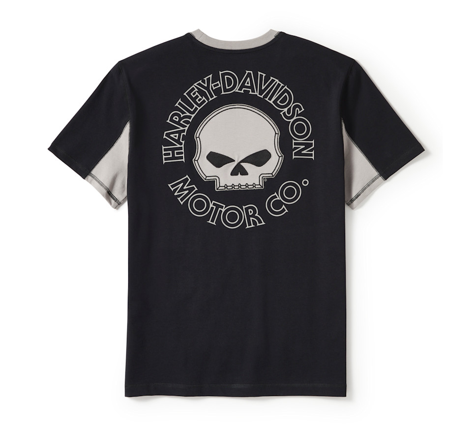HARLEY DAVIDSON TEE-KNIT,BLACK/GREY COLORBLOCK