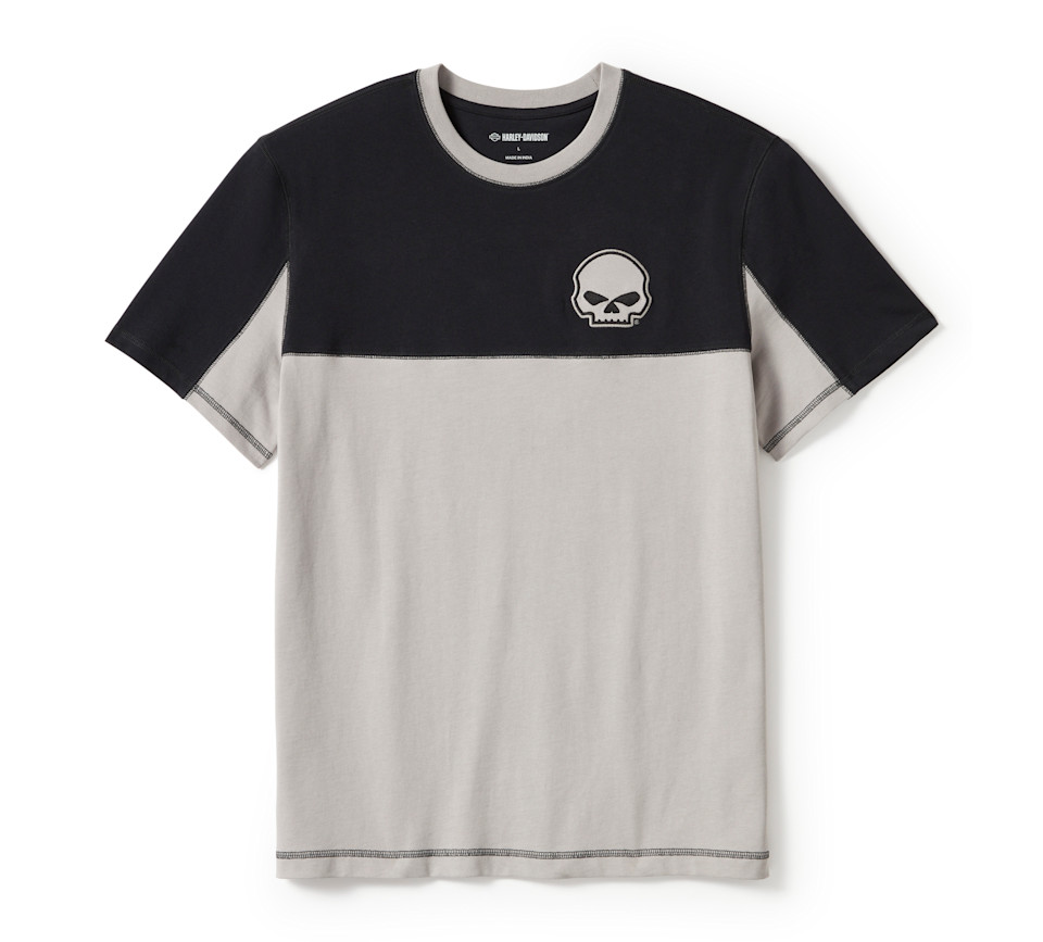 HARLEY DAVIDSON TEE-KNIT,BLACK/GREY COLORBLOCK