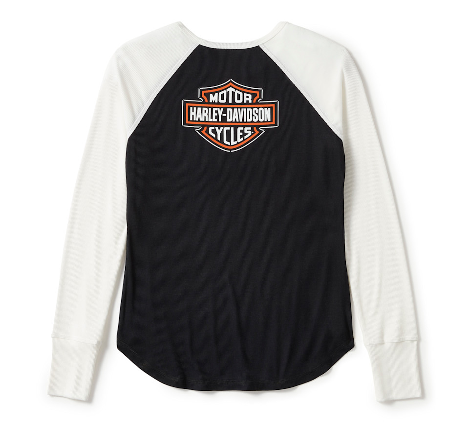 HARLEY DAVIDSON TEE-KNIT,BLACK/OFF WHITE