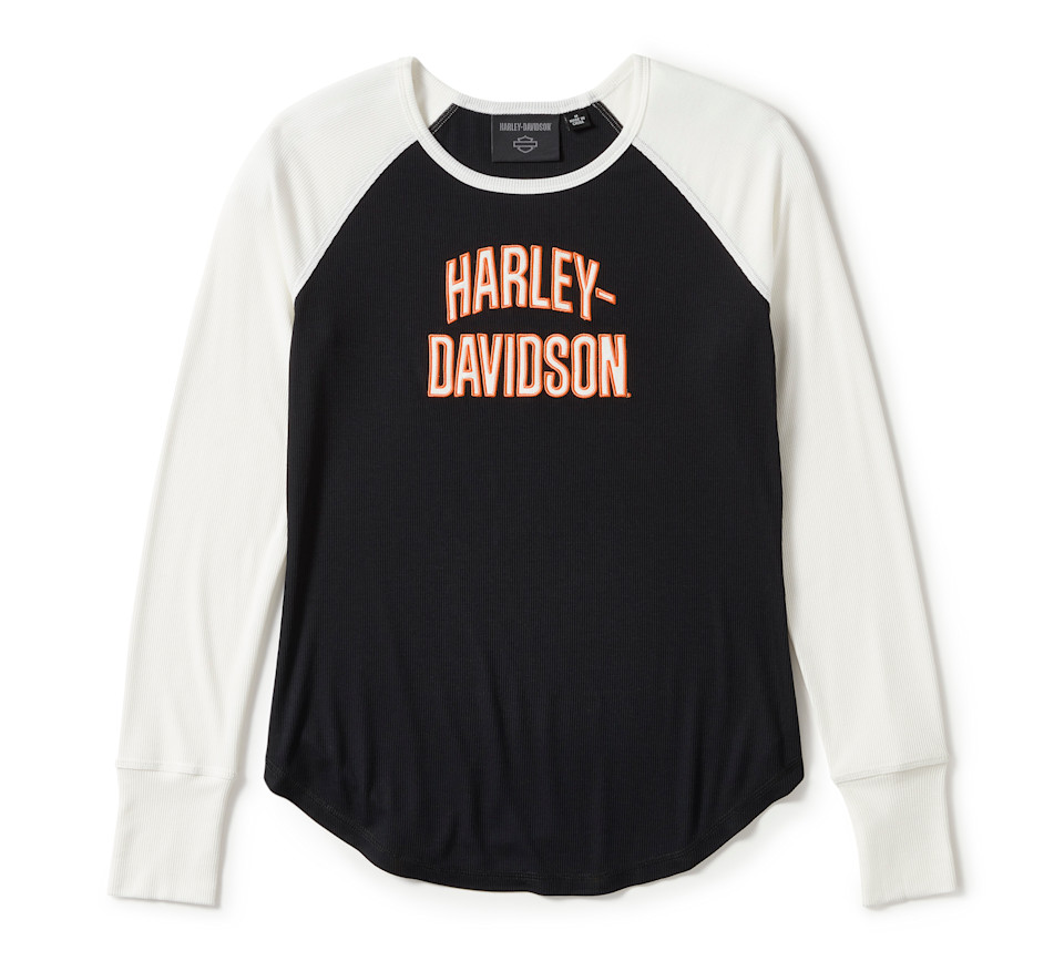 HARLEY DAVIDSON TEE-KNIT,BLACK/OFF WHITE