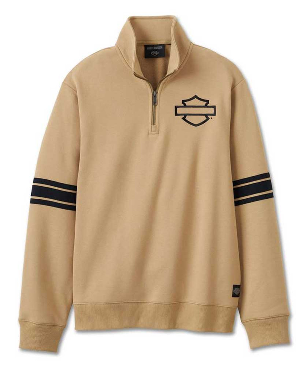 HARLEY DAVIDSON HOMME - PULLOVER 1/4 ZIP - BEIGE/NOIR