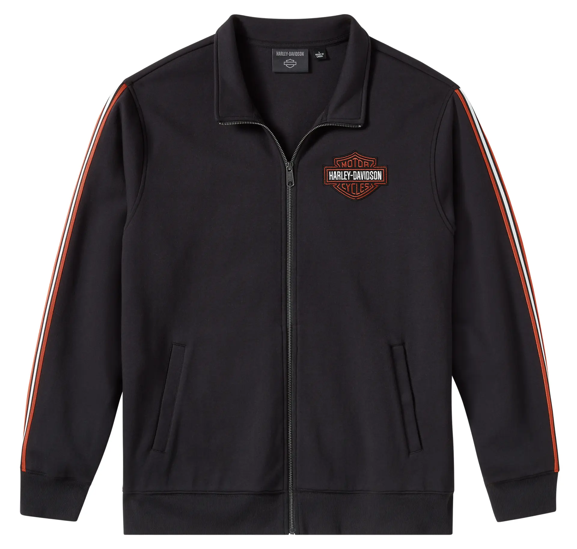 HARLEY DAVIDSON HOMME - VESTE SANS CAPUCHON - NOIR/ORANGE/BLANC