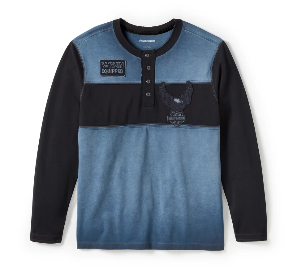 HARLEY DAVIDSON HOMME - CHANDAIL MANCHES LONGUES - NOIR/BLEU