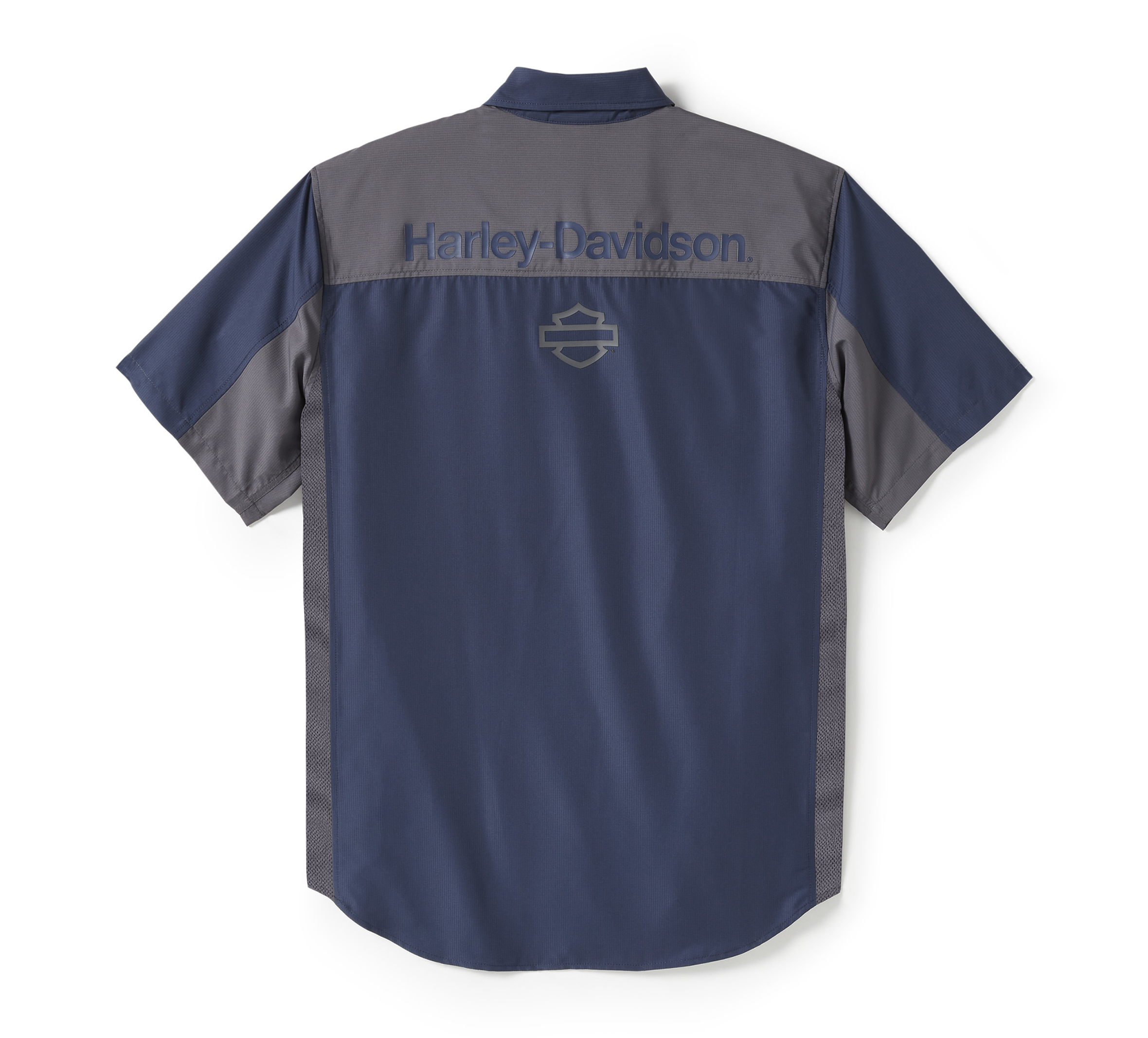 HARLEY DAVIDSON HOMME – CHEMISE MANCHES COURTE TECH QUICKDRY – BLEU/GRIS