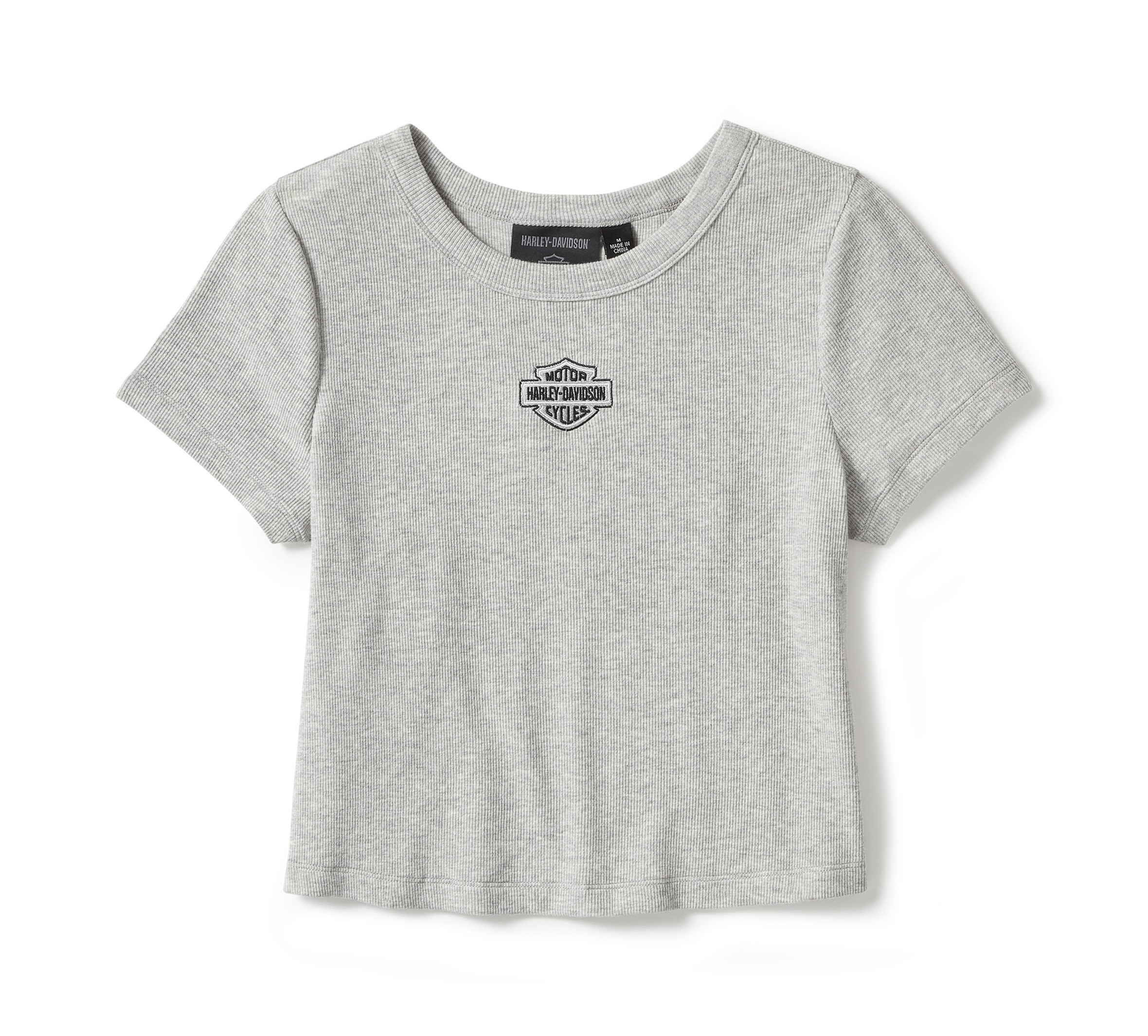 HARLEY DAVIDSON FEMME - TSHIRT CROP TOP - GRIS