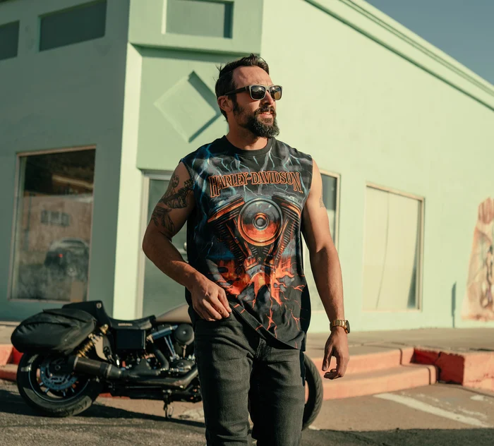 HARLEY DAVIDSON HOMME – MUSCLE TEE LIGHTNING – MULTICOULEUR