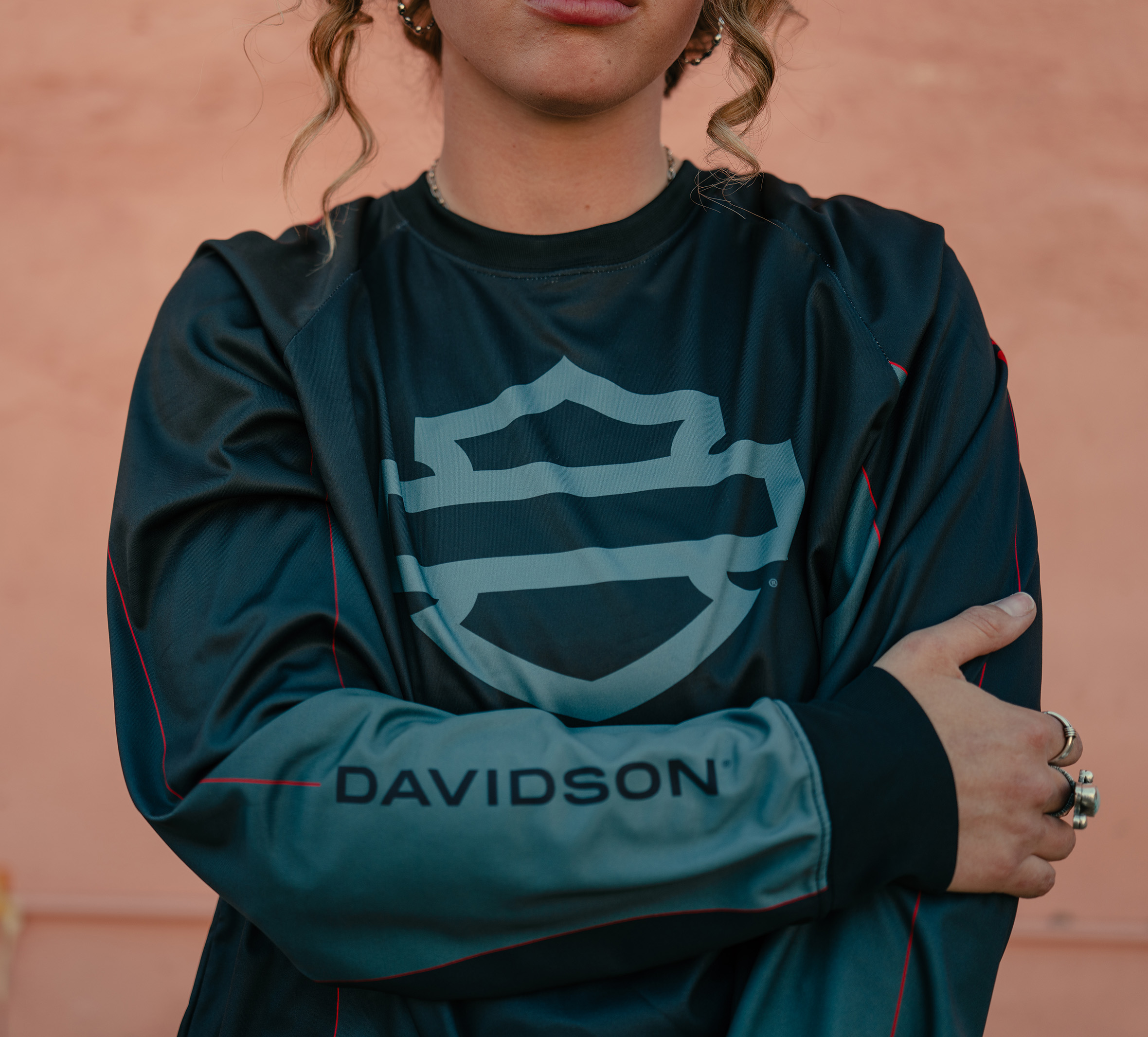 HARLEY DAVIDSON UNISEXE – JERSEY MOTO – NOIR/TURQUOISE