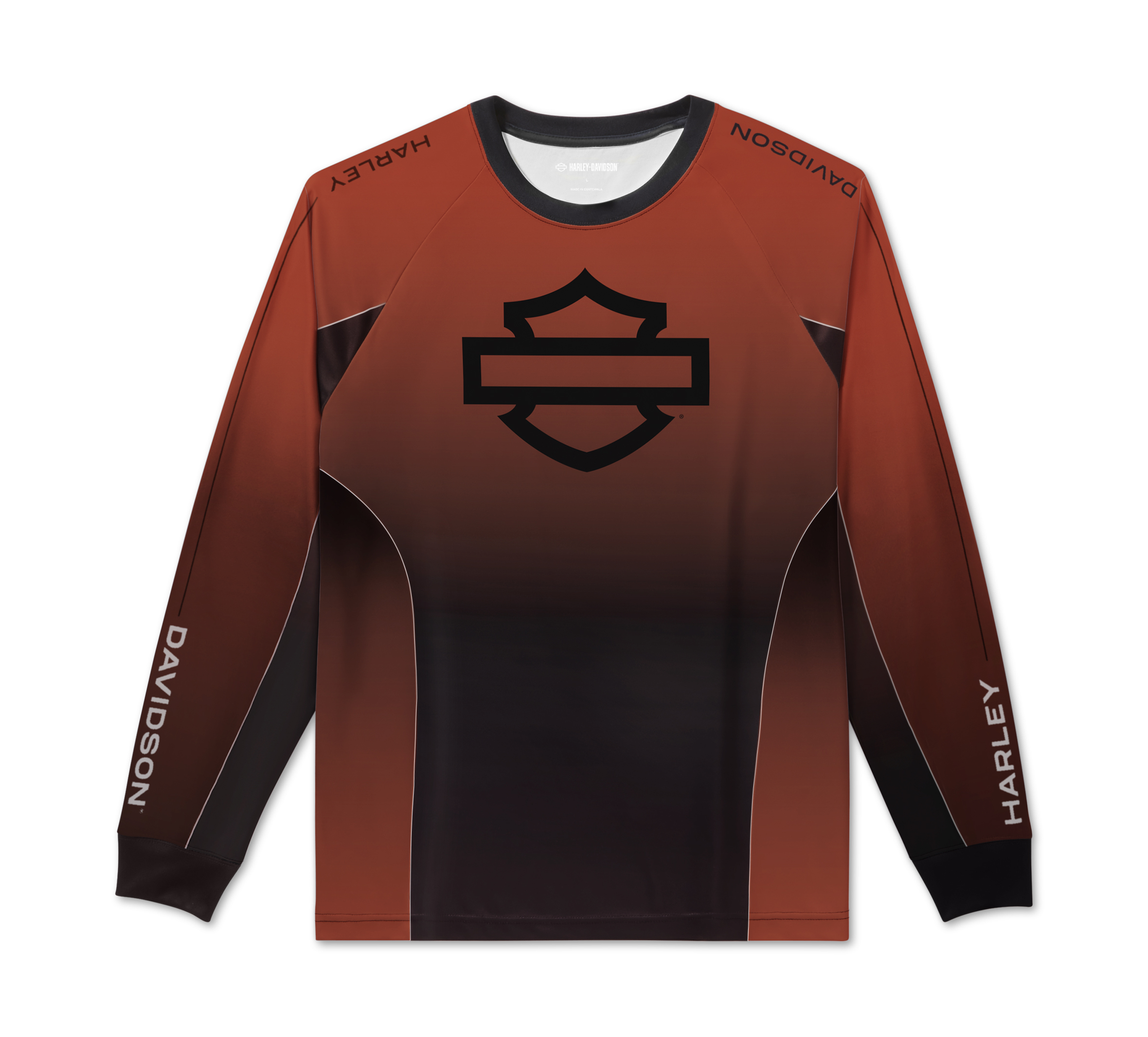 HARLEY DAVIDSON UNISEXE - JERSEY MANCHE LONGUE - ORANGE/NOIR