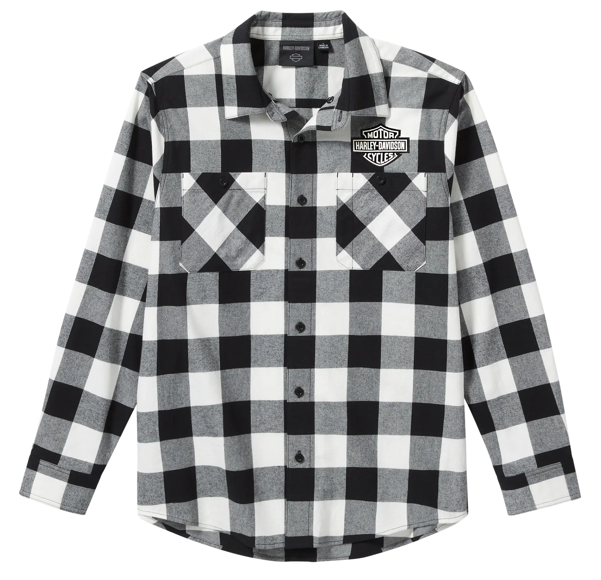 HARLEY DAVIDSON SHIRT-WOVEN,BLACK/OFF WHITE PLAID