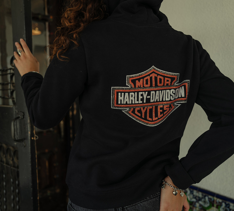 HARLEY DAVIDSON HOODIE-KNIT,BLACK