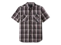 HARLEY DAVIDSON HOMME - CHEMISE MANCHES COURTES À CARREAUX - GRIS/BLANC/VIOLET FONCÉ