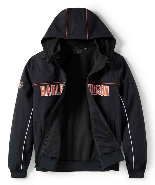 HARLEY DAVIDSON HOMME – MANTEAU COUPE VENT – NOIR/ORANGE/BLANC