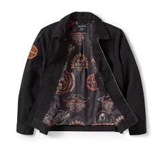 HARLEY DAVIDSON HOMME – MANTEAU AVEC COL – NOIR/ORANGE