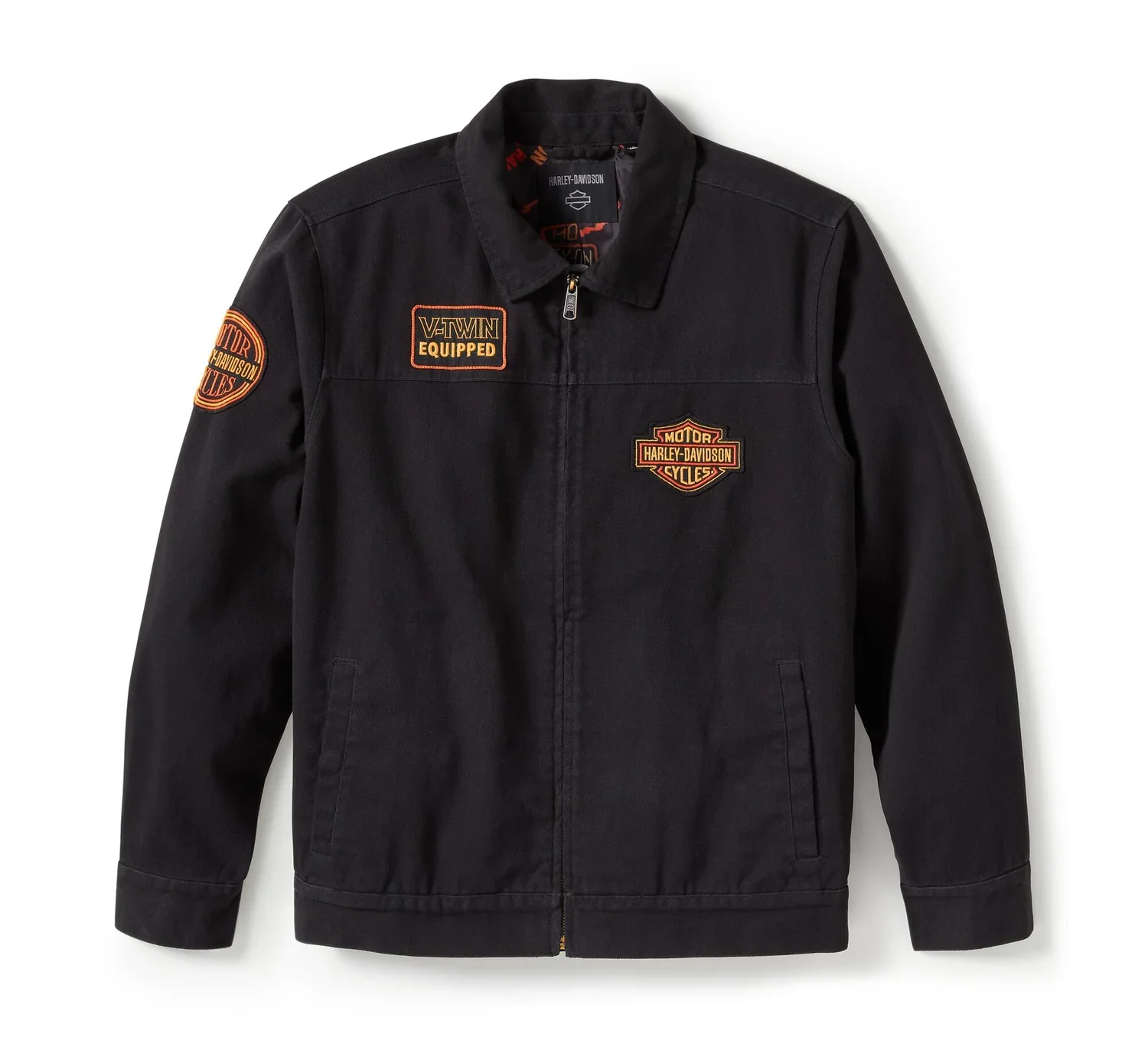 HARLEY DAVIDSON HOMME - MANTEAU AVEC COL - NOIR/ORANGE