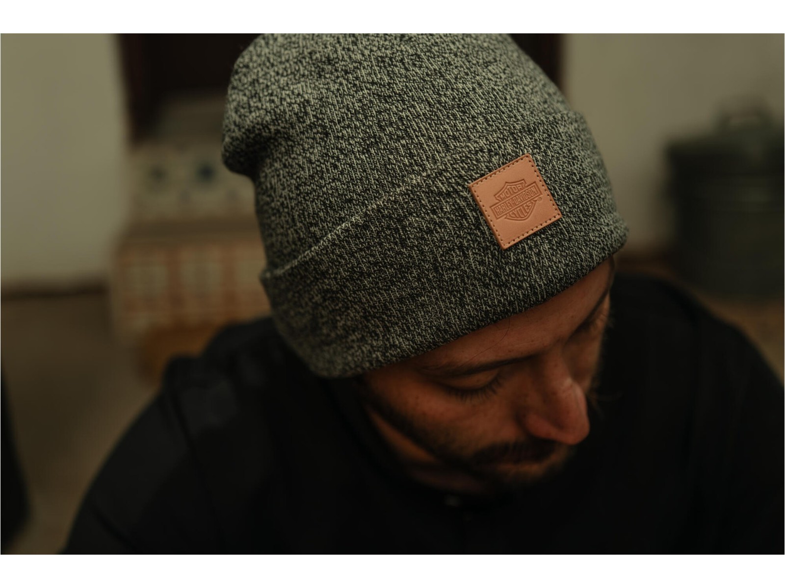HARLEY DAVIDSON BEANIE-KNIT,DARK GREY HEATHER