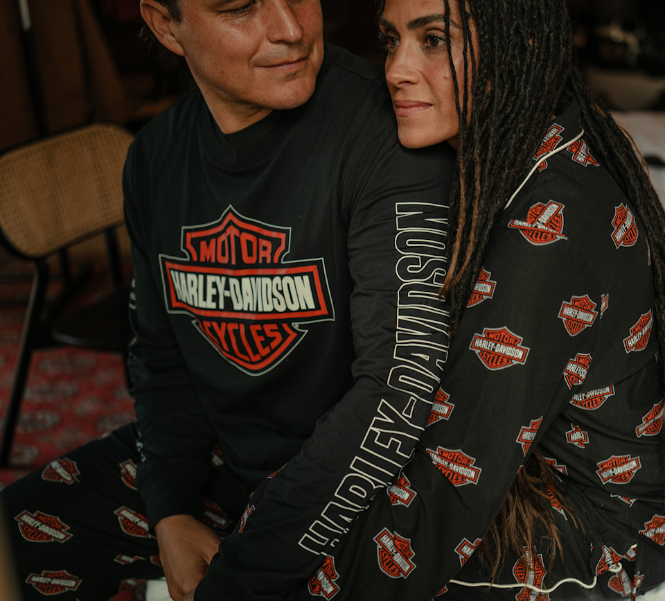 HARLEY DAVIDSON PAJAMA SET-KNIT,BLACK