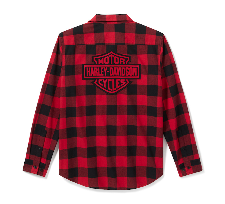 HARLEY DAVIDSON SHIRT-WOVEN,BLACK/RED PLAID