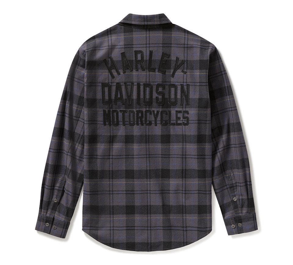 HARLEY DAVIDSON SHIRT-WOVEN,GREY/BLACK PLAID