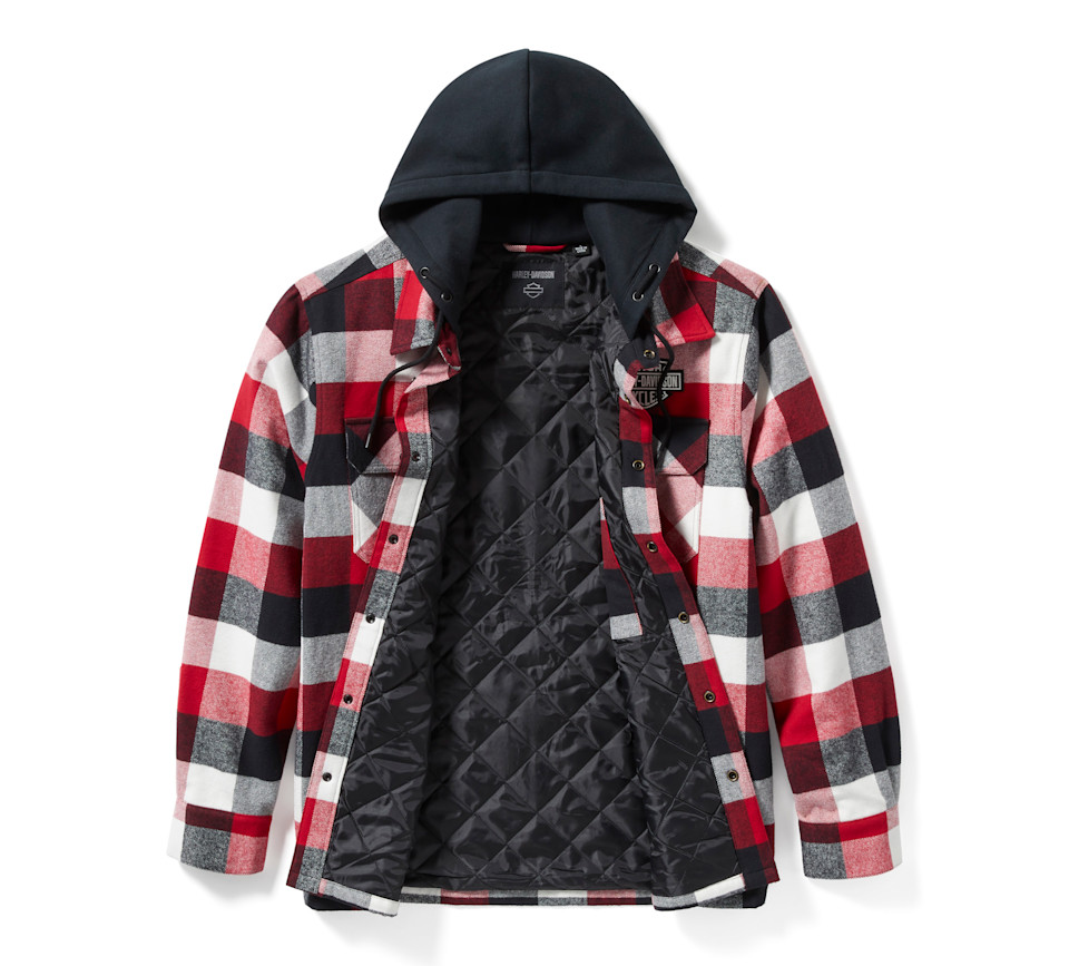 HARLEY DAVIDSON SHIRT JACKET-WOVEN,RED/BLACK PLAID
