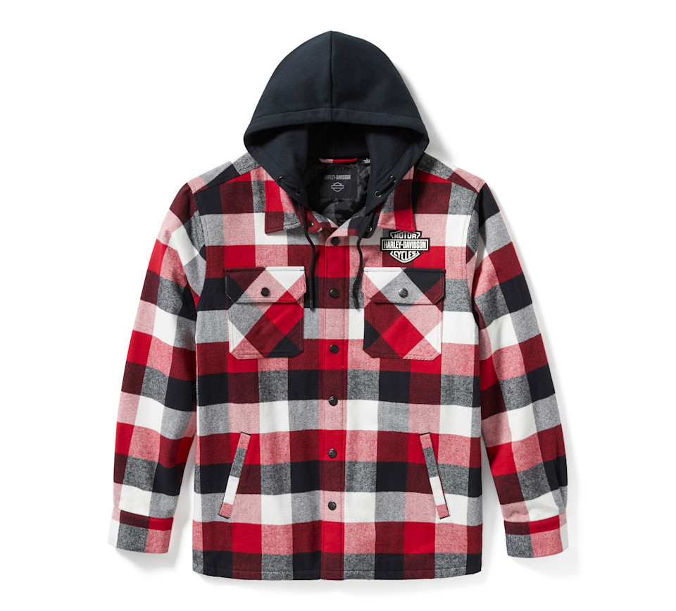HARLEY DAVIDSON SHIRT JACKET-WOVEN,RED/BLACK PLAID