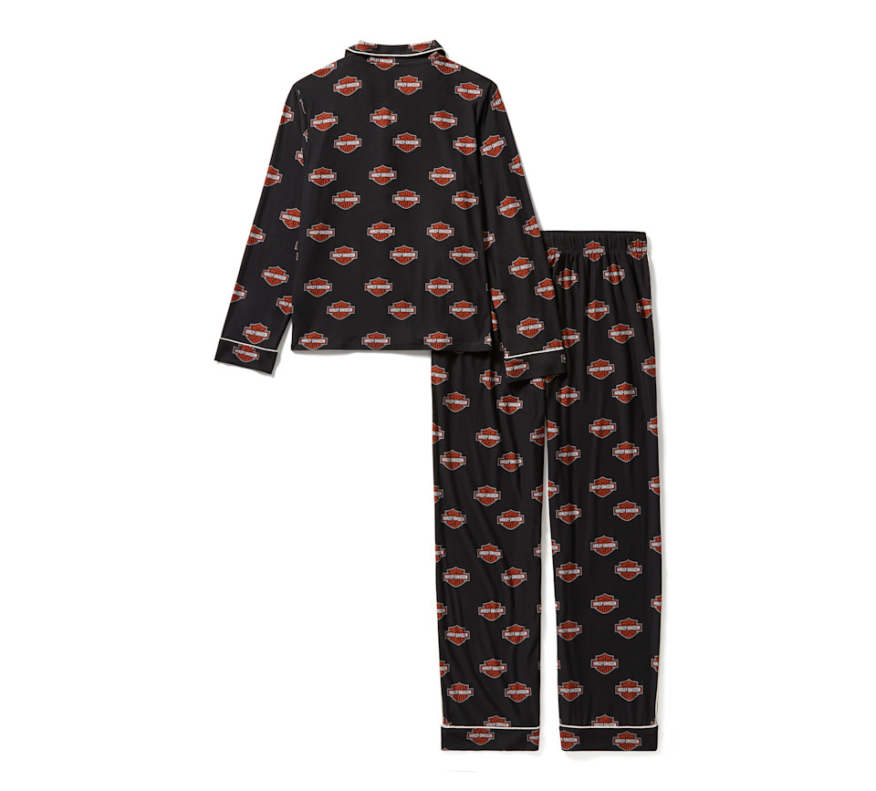 HARLEY DAVIDSON PAJAMA SET-KNIT,BLACK/ORANGE PRINT