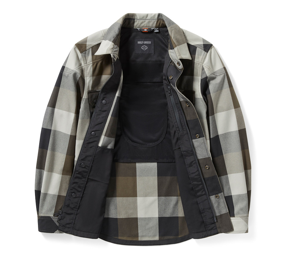 HARLEY DAVIDSON SHIRT JACKET-WOVEN,OPERATIVE,GREY/GRN