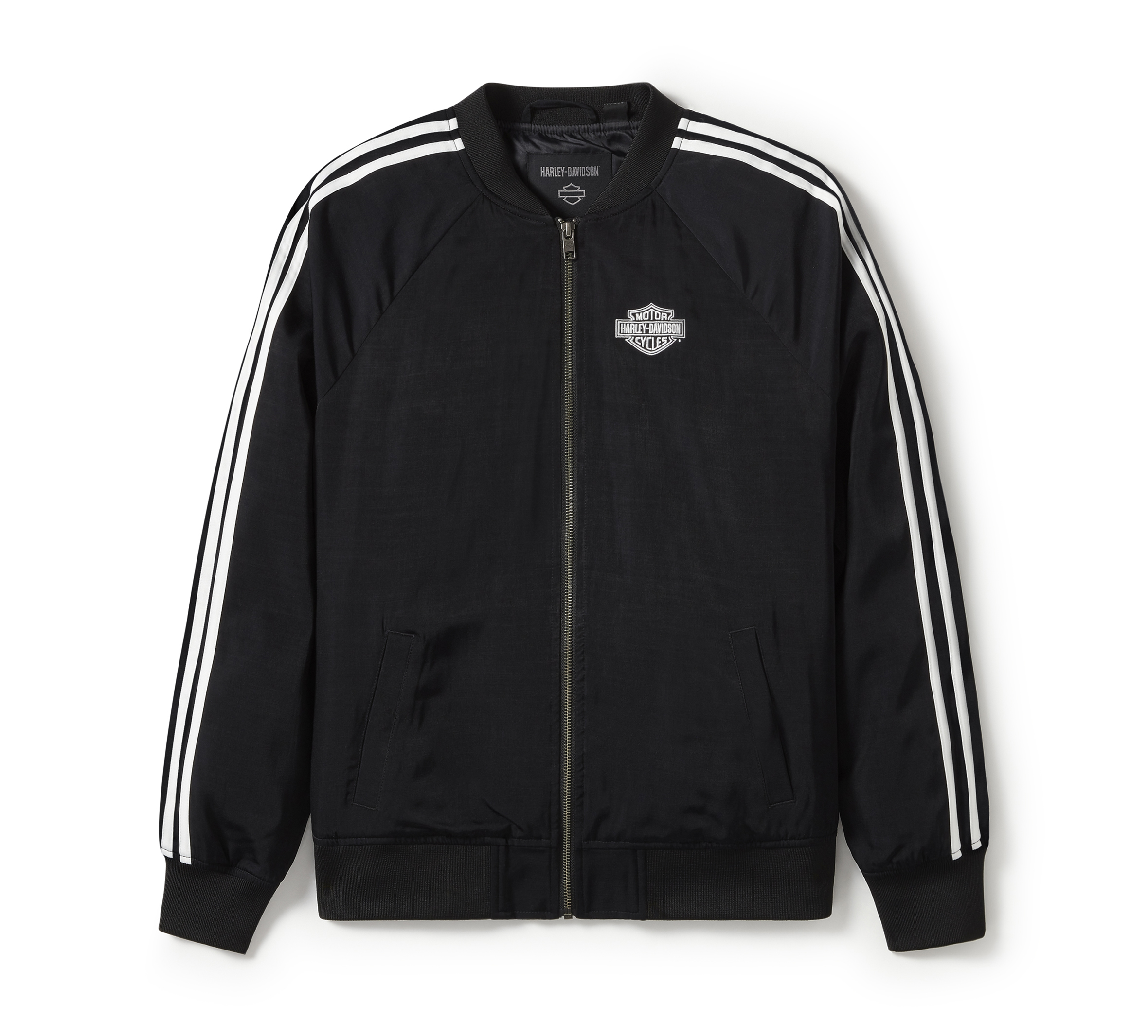 HARLEY DAVIDSON FEMME - VESTE BOMBER SATIN - NOIR/BLANC
