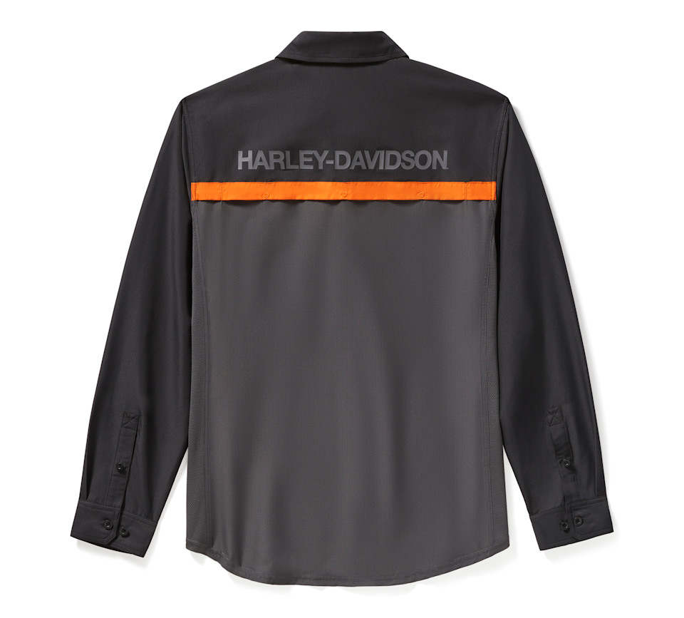 HARLEY-DAVIDSON SHIRT-WOVEN,GREY/BLACK COLORBLOCK